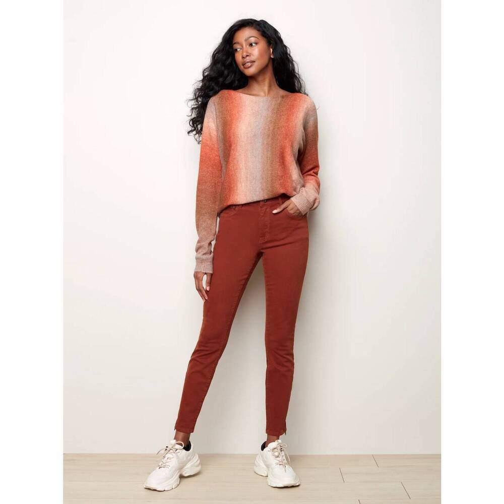 NEW CHARLIE B colored twill jeans with side zipper detail in spice